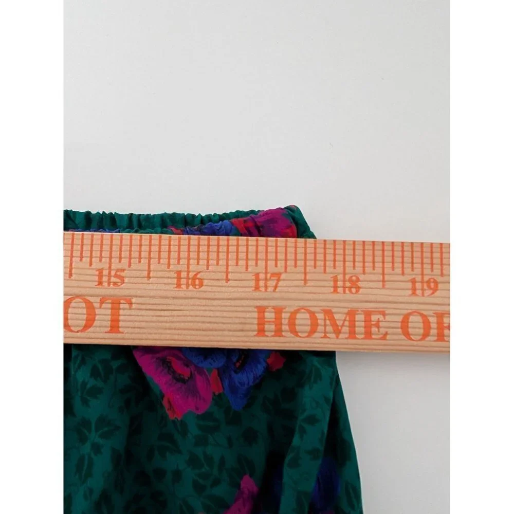 Gold Label Victorias Secret Floral Satin PJ Pants Green Womens Size Large Silky